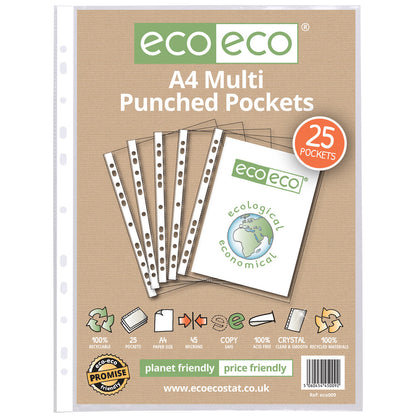 Pochettes perforées 25 intercalaires A4 recyclées 100 % écologiques