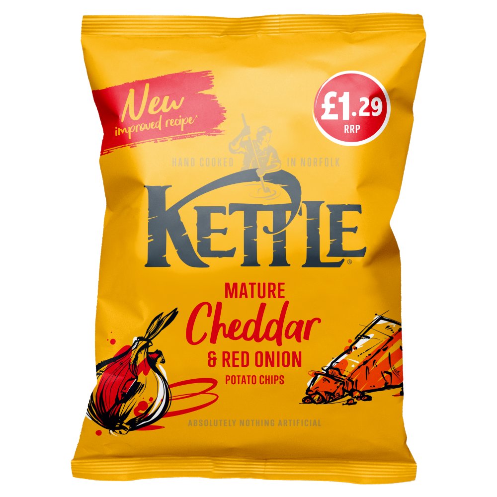 Chips de pommes de terre Kettle Cheddar Mature & Oignon Rouge 80g