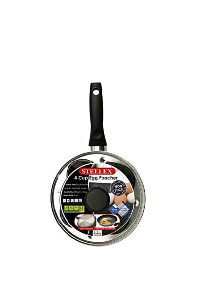 STEELEX 4 Cup Egg Poacher Pan Teflon Non Stick Egg Poaching Pan Aluminium AL8004