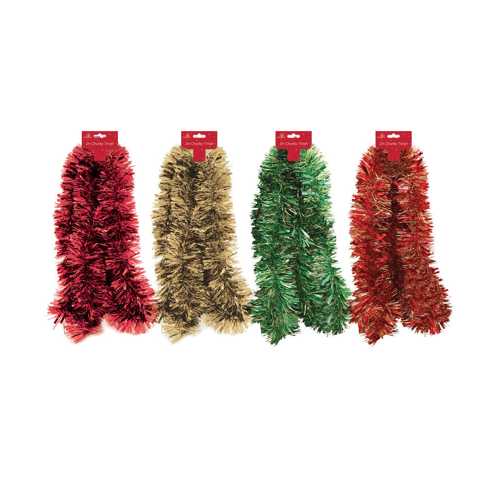 XMAS TINSEL CHUNKY 2M TRADITIONAL ASST