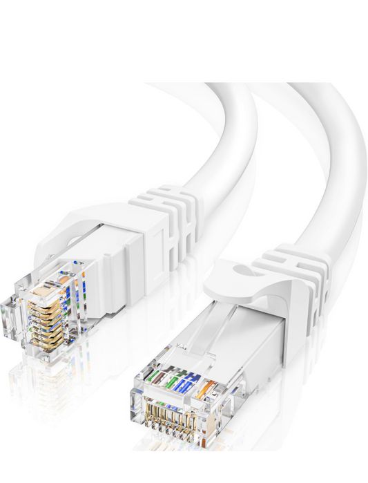 Câble Ethernet RJ45-RJ45 3m Blanc, Câble Internet Haute Vitesse Cat 6 2m Rond,