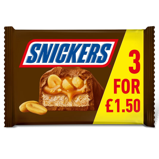 Snickers Caramel, Nougat, Peanuts & Milk Chocolate Bars Multipack £1.50 PMP 3x41.7g