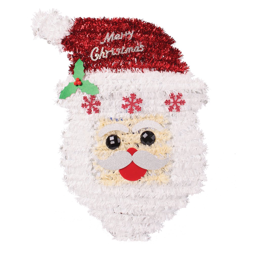 Christmas Tinsel Wall Plaque - Santa Face