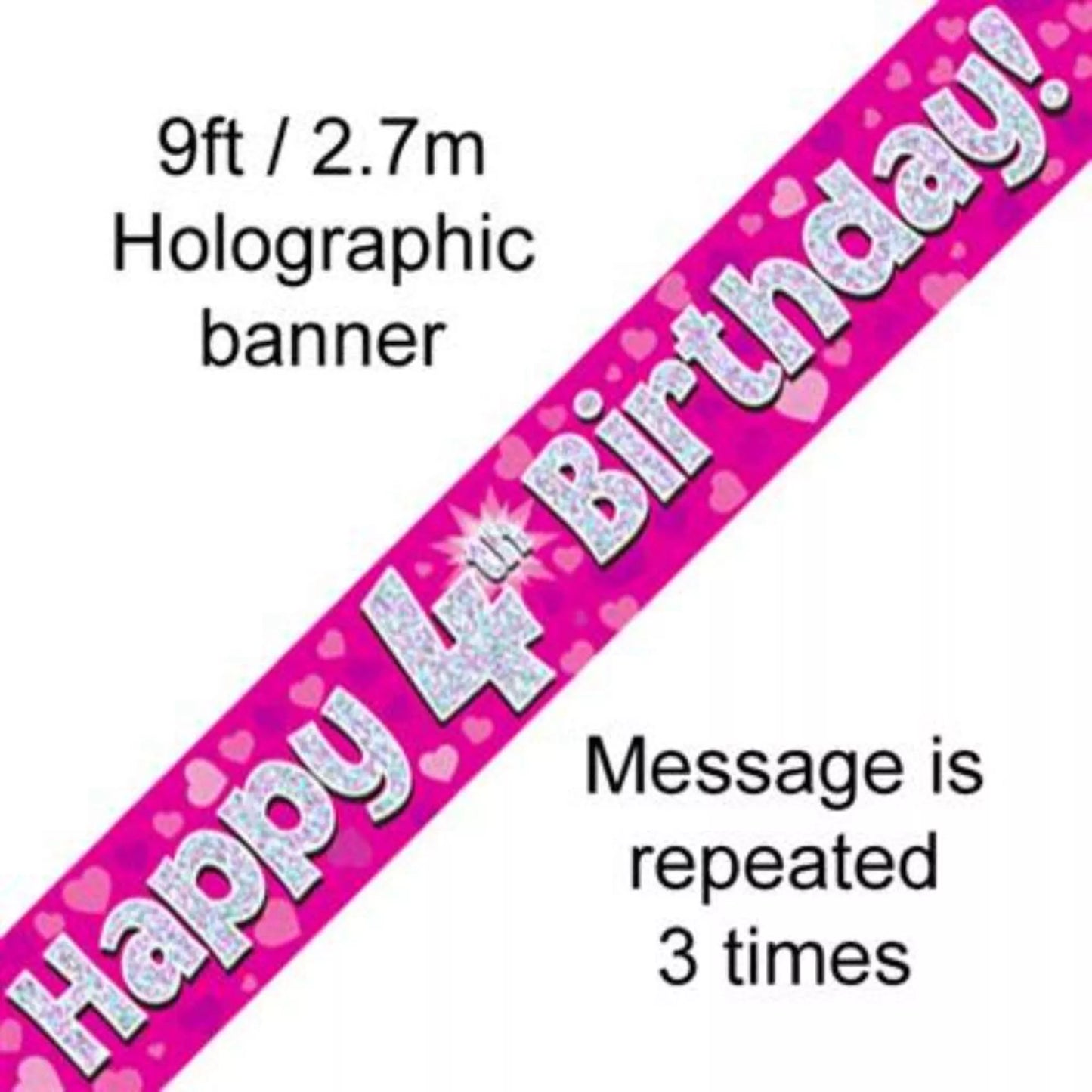 Happy 4th birthday banner 9 feet