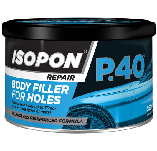 Isopon P40 Body Filler for Holes Repair Paste Fibreglass Reinforced Formula 250ml