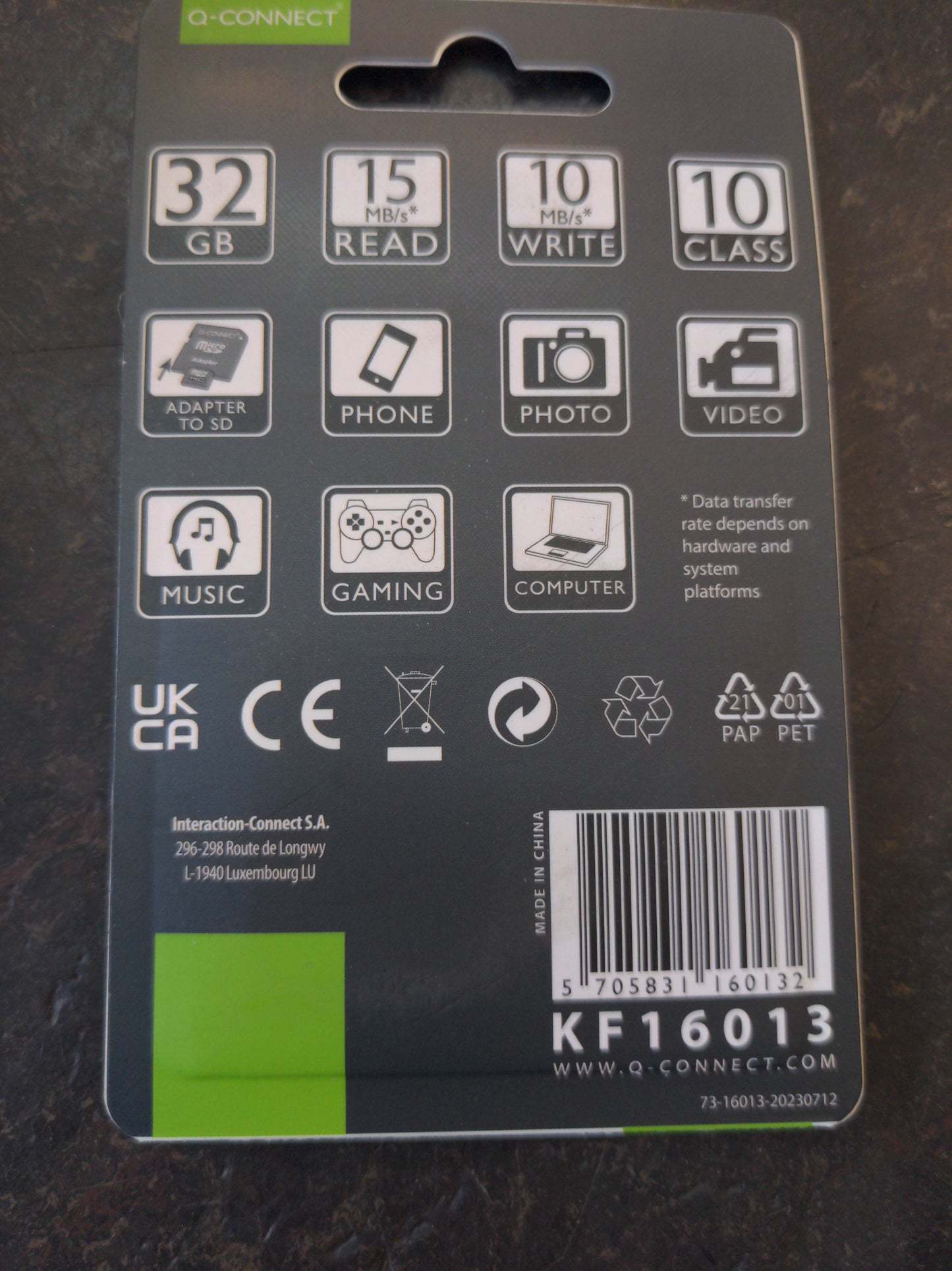 Carte Micro SD Q-Connect 32 Go Classe 10 KF16013