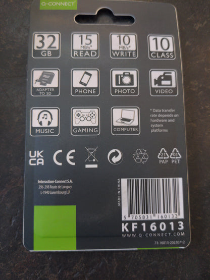 Carte Micro SD Q-Connect 32 Go Classe 10 KF16013
