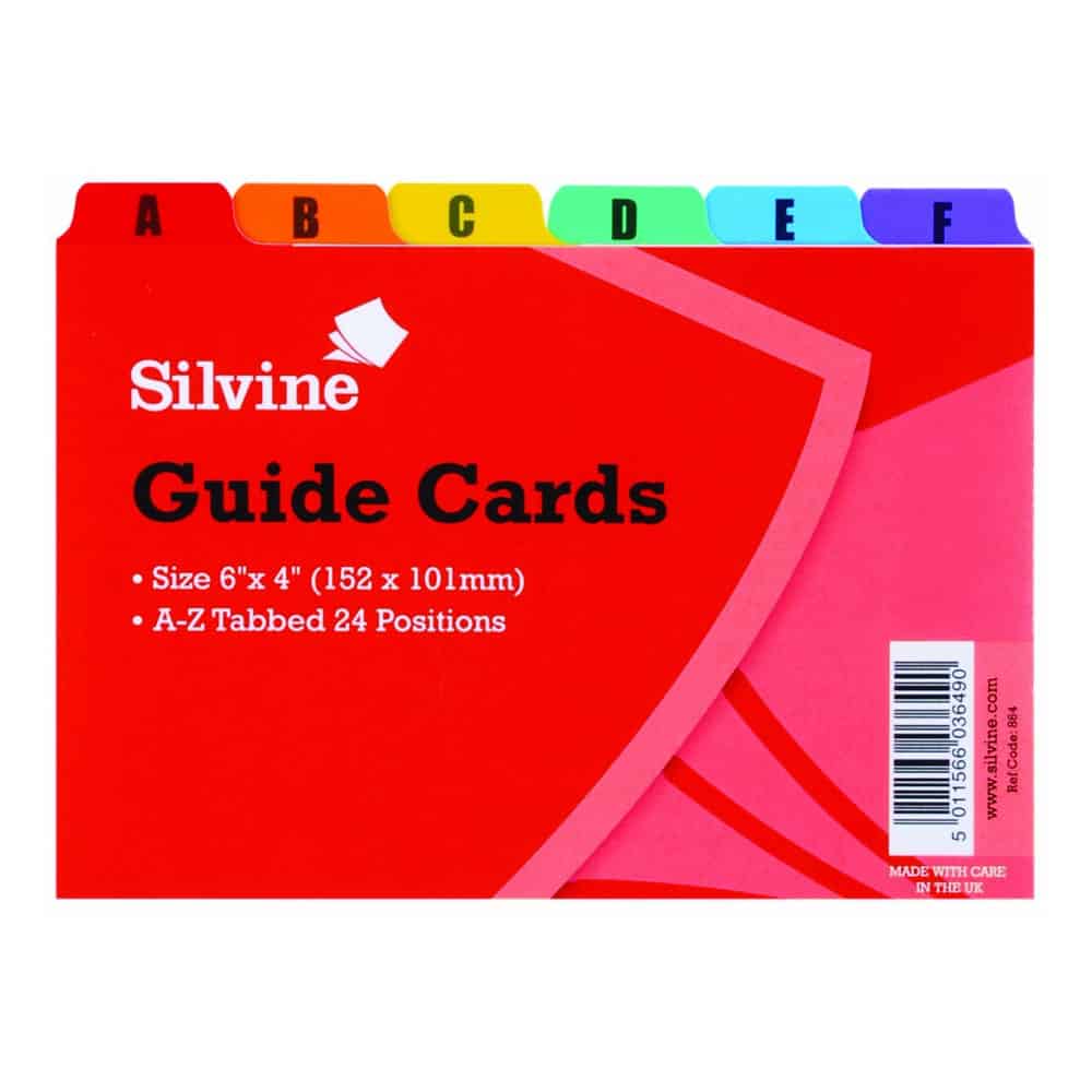 Fiches de classement Silvine A-Z 152x102mm 24 onglets Mylar