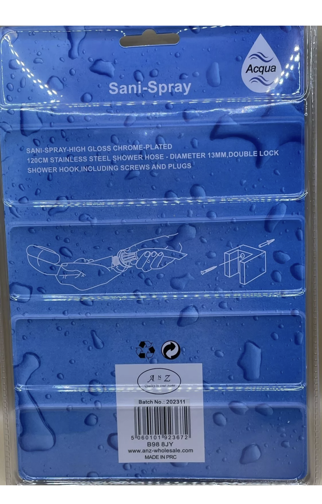 Sani Spray Bidet Toilet Douchette Hygiène Bouton Nettoyage Pistolet Pulvérisateur à Main 1,2 m