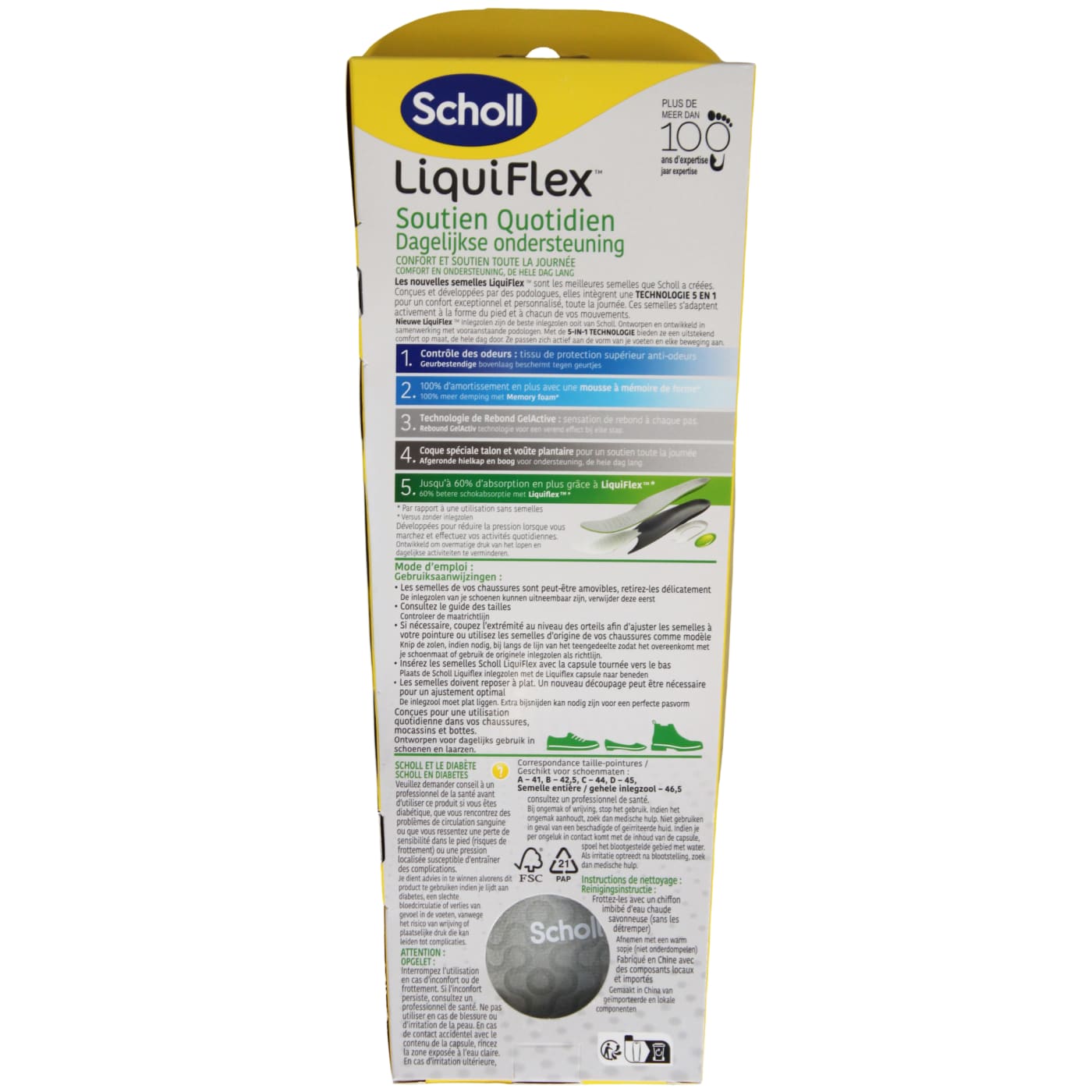 Scholl Liquiflex 5-in-1 Everyday Support Insoles Size Large