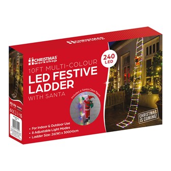 Christmas Workshop 10 FT Christmas Ladder Lights with Santa Claus