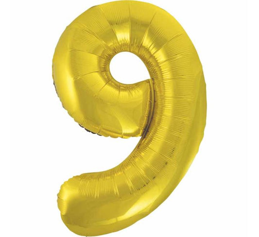 Ballon en aluminium doré classique chiffre 9 de 34 po