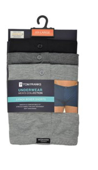 Tom Frank's Mens 3 Pack (Plain) Jersey Boxer Short