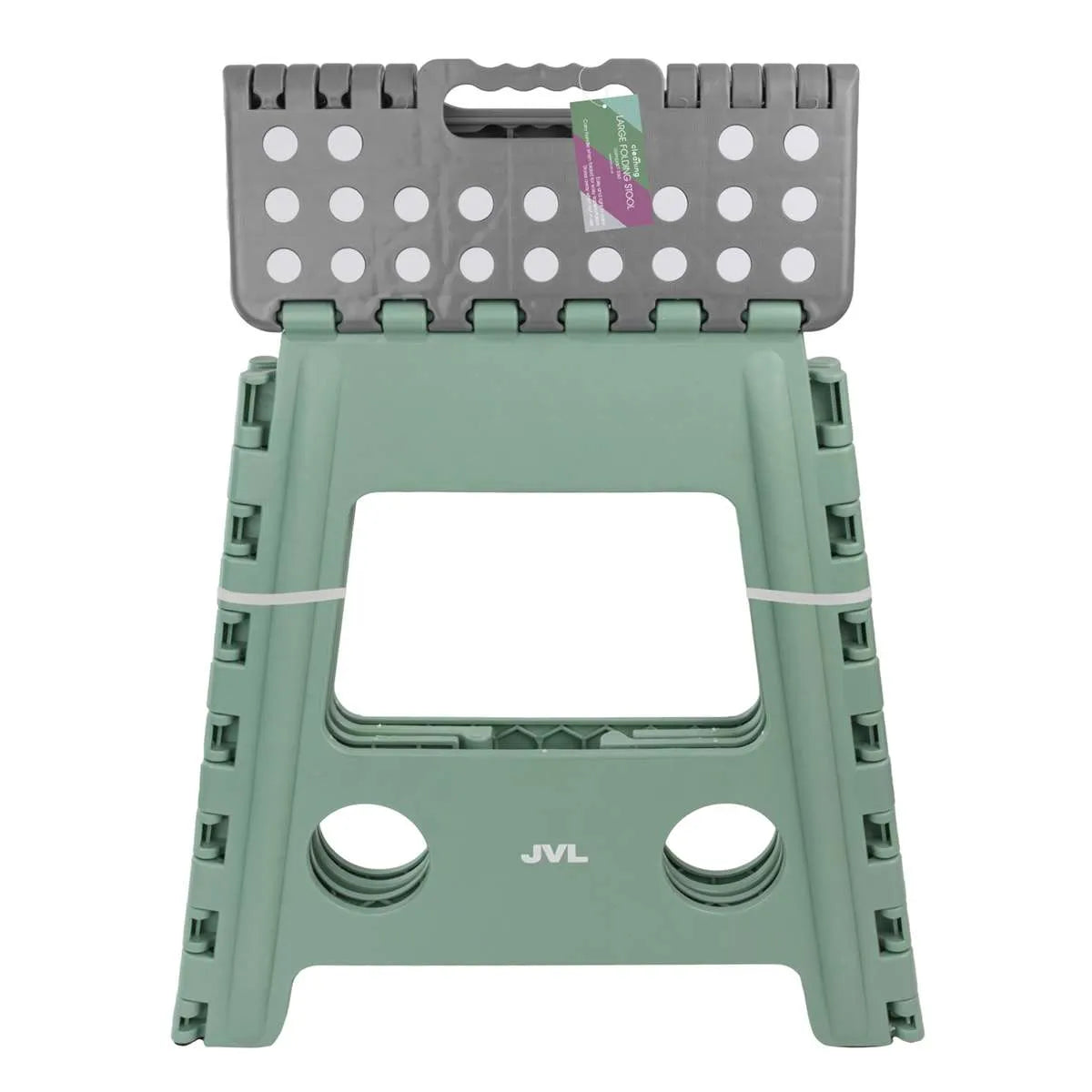 JVL Large Folding Step Stool - Heavy-Duty, Kitchen, Bathroom, Multi-Purpose - Green