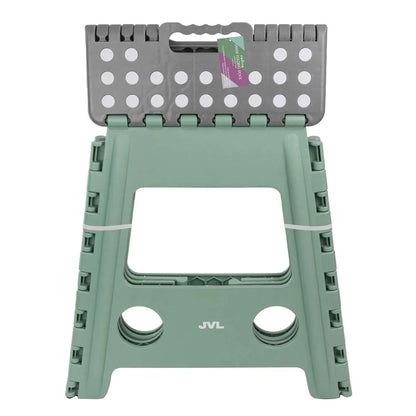 JVL Large Folding Step Stool - Heavy-Duty, Kitchen, Bathroom, Multi-Purpose - Green