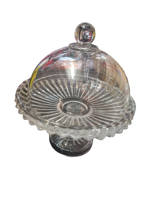 Pedestal Cake Stand with Glass dome 19x21cm