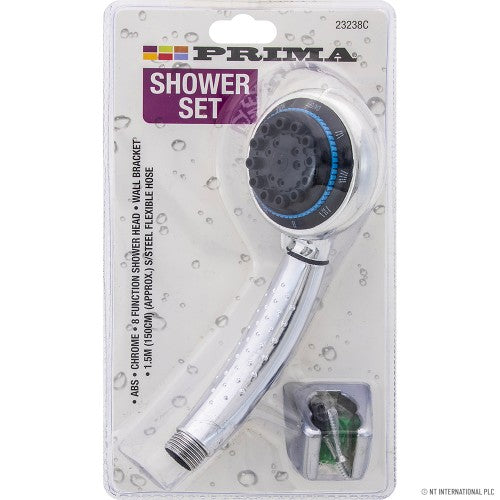 PRIMA 8 Function Shower Head with 150cm S/S Hose