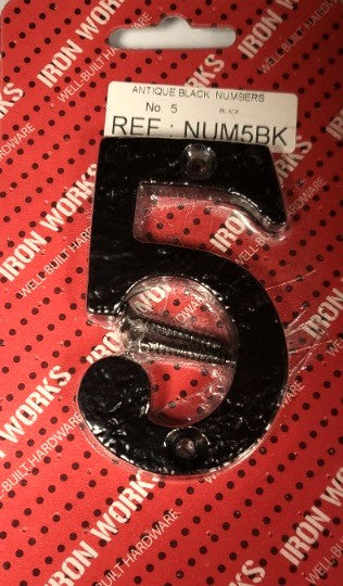 NUM5BK - Chiffre antique noir - 5 (75 mm)