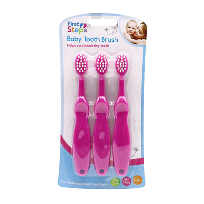 Lot de 3 brosses à dents pour bébé, 2 couleurs assorties