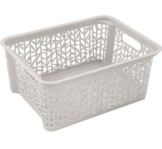 BranQ Home essential Universal, multifunctional, adjustable storage basket in bamboo design, BPA-free plastic, size L - 12.7 litres, 1 piece, cream