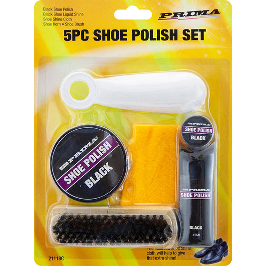PRIMA 5PC BLACK SHOE POLISH SET