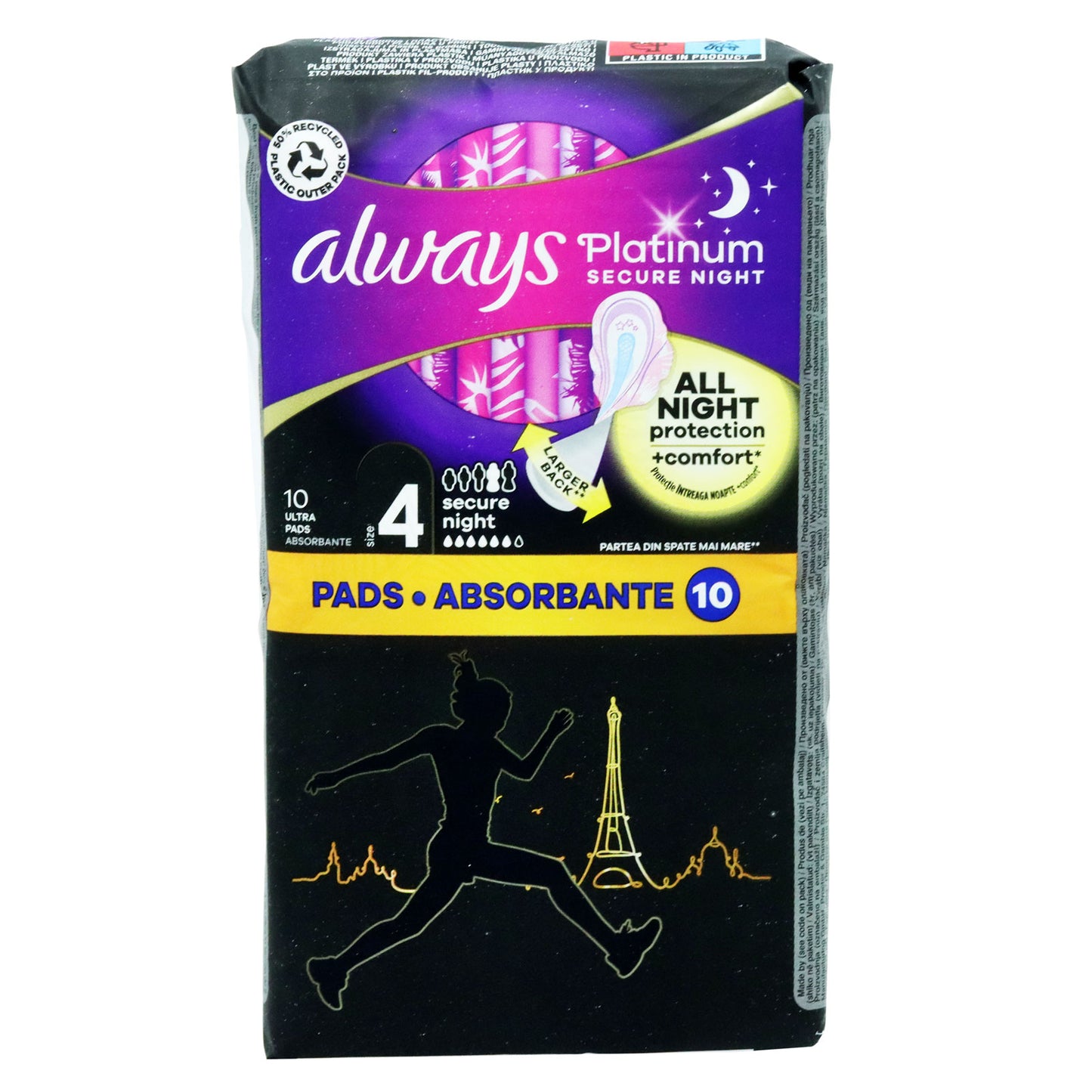 ALWAYS PLATINUM SECURE NUIT 10 serviettes TAILLE 4