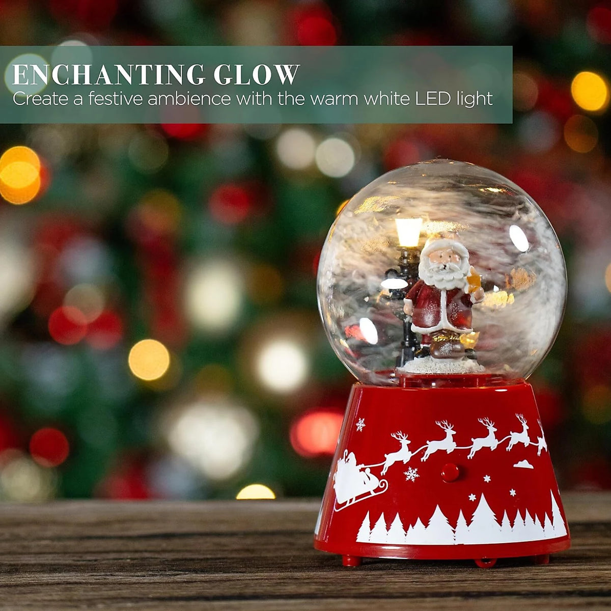 Christmas Snow Globe Santa Musical LED Light Battery Operated Xmas Ornament