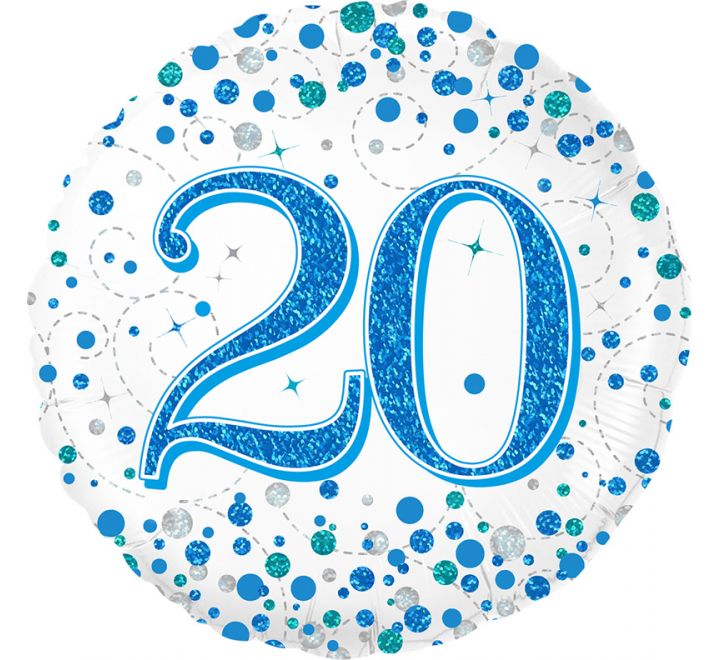 Oaktree 18in 20TH SPARKLING FIZZ BIRTHDAY BLUE FOIL BALLOON