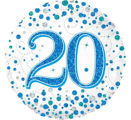 Oaktree 18in 20TH SPARKLING FIZZ BIRTHDAY BLUE FOIL BALLOON