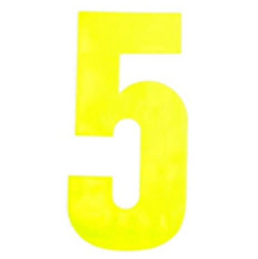 Numéros de poubelles, vinyle auto-adhésif jaune réfléchissant N° 5 (150 mm)