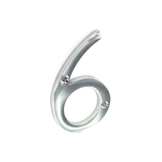 Numéro 6, 75mm CHROME NUMÉRIQUE SUR LAITON