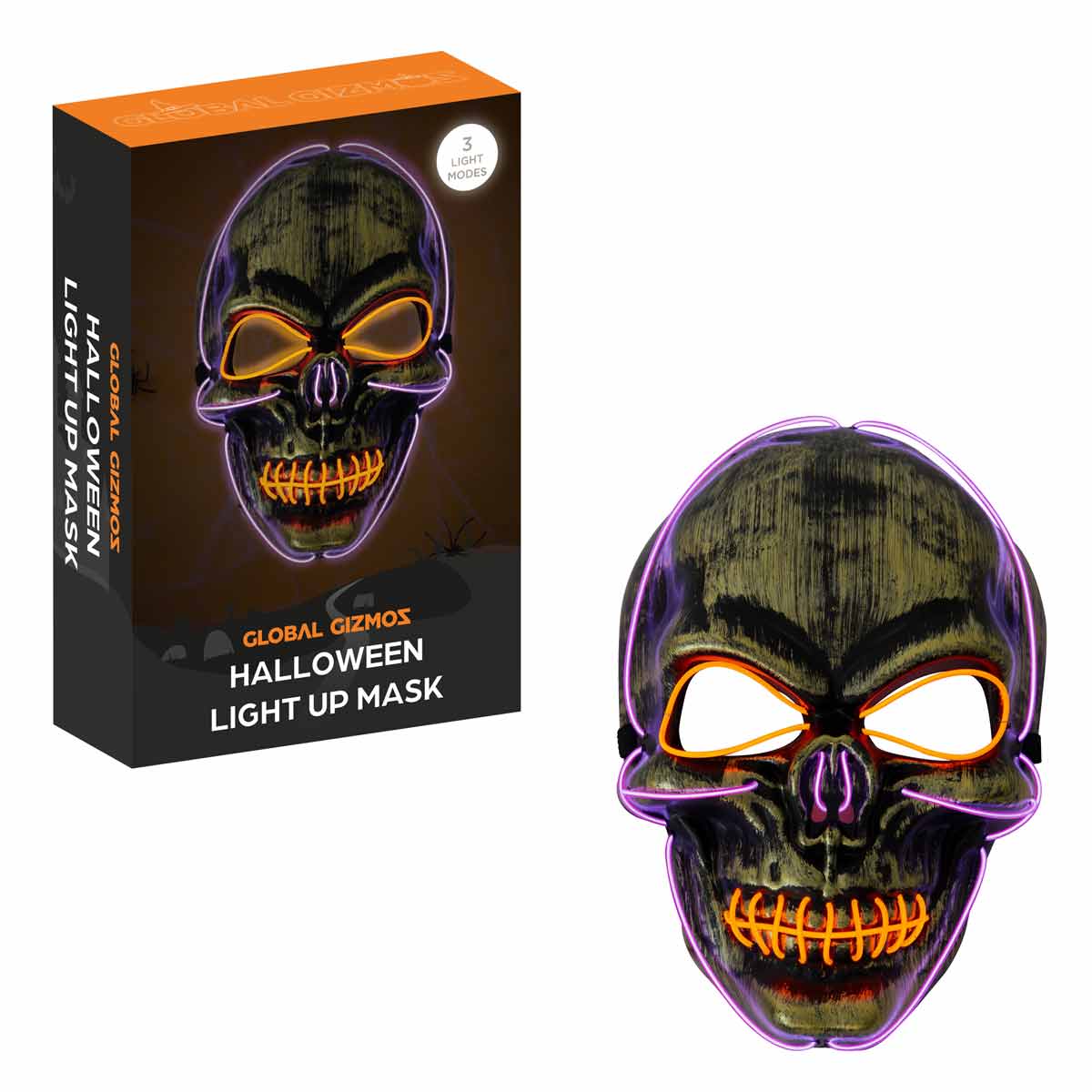 Global Gizmos LED Skull Halloween Mask
