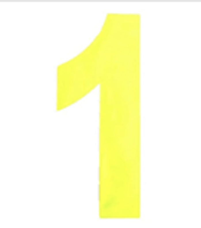 Numéros de bac à roulettes, vinyle auto-adhésif jaune réfléchissant n° 1 (150 mm)