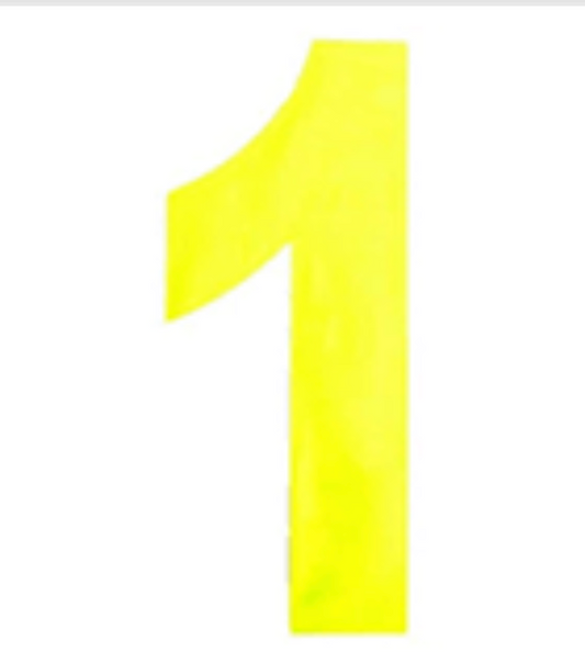 Numéros de bac à roulettes, vinyle auto-adhésif jaune réfléchissant n° 1 (150 mm)