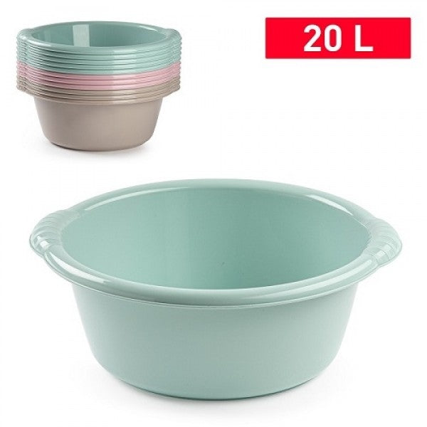PlasticForte 20 Ltr Round Basin Assorted Colours