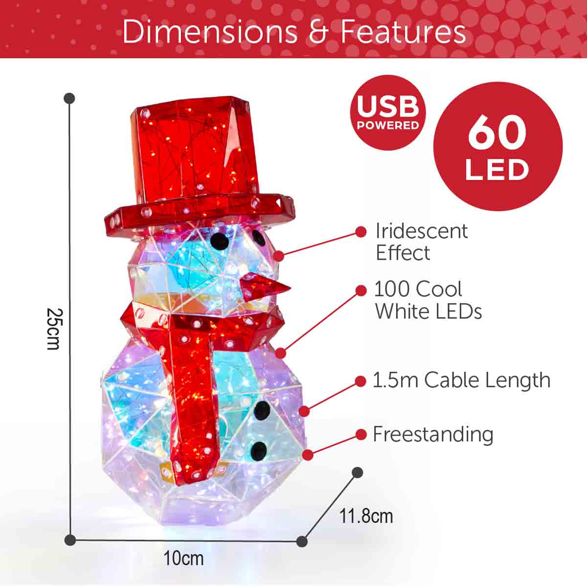The Christmas Workshop Snowman Iridescent Light