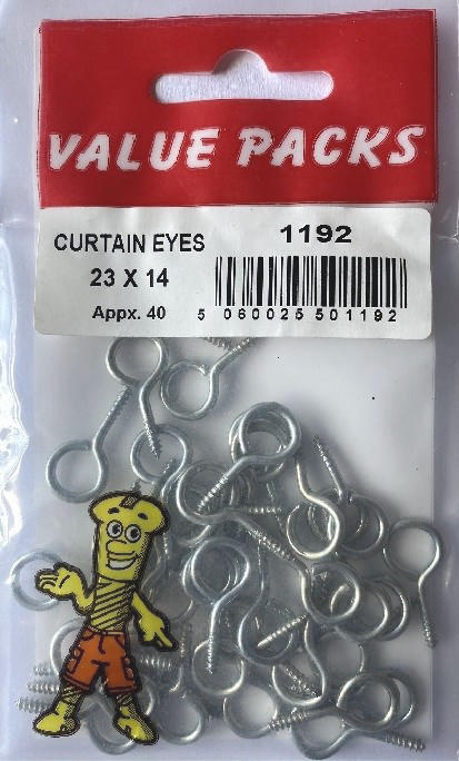 1192 - 23E - 23 x 14 Curtain Eyes N/Plated - 40/PK (Approx)