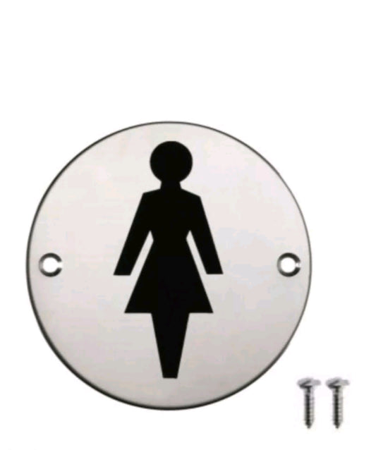 BLACKSPUR Plaques de porte de toilettes WC en aluminium pour femmes 75 mm avec symbole et vis