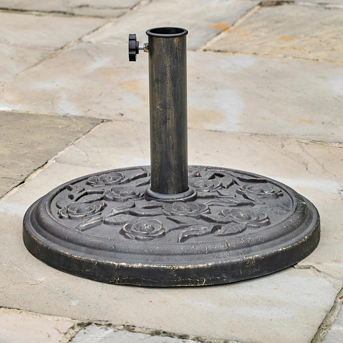 Pied de parasol traditionnel effet fonte 9kg KINGFISHER
