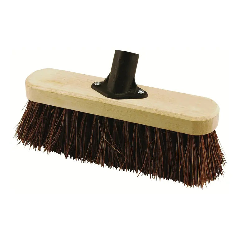 Elliott Home Cleaning Stiff Bassine Fill Broom, 25cm, Brown With Wooden Handle