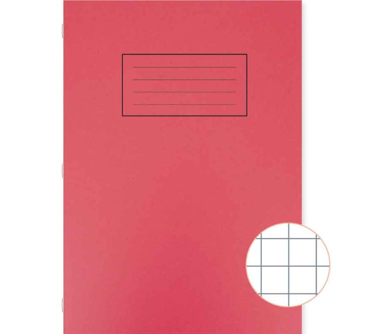 CAHIER A4 80 PAGES PETITS CARREAUX 10MM COUVERTURE ROUGE LOT DE 10