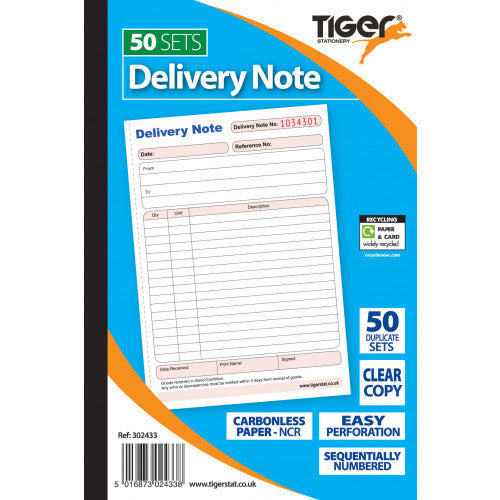 TIGER Delivery Note Book Carbonless Paper (210mm X 140mm) - 302433