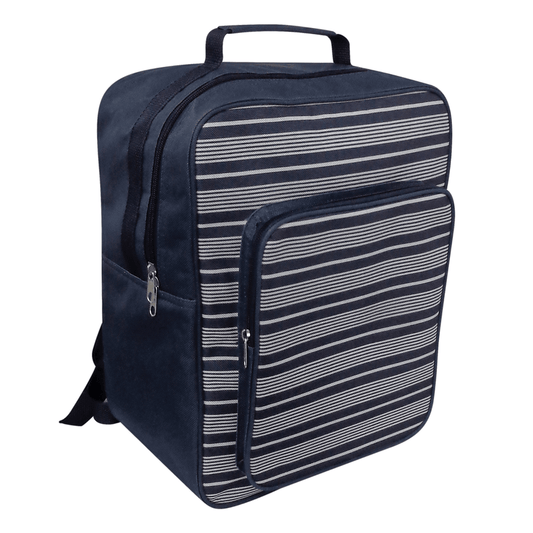 Sac à dos isotherme à rayures bleu marine pour pique-nique et repas