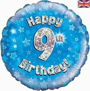Oaktree 18inch Happy 9th Birthday Blue Holographic