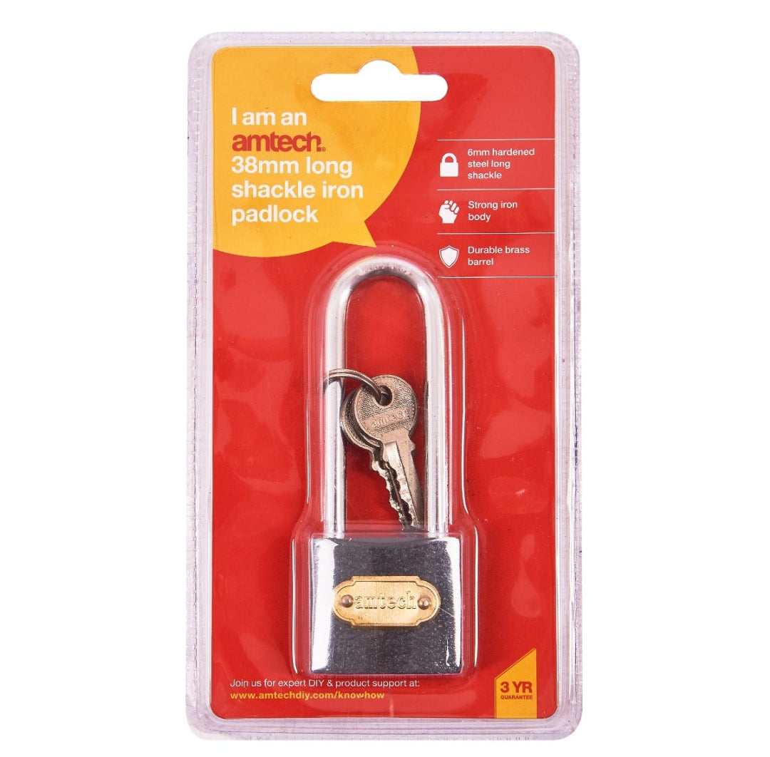 Cadenas en fer à anse longue 38 mm Amtech