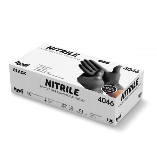 Hydi NOIRS EN NITRILE SANS POUDRE 100 GANTS GRANDE TAILLE EN455 EN374