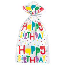 UNIQUE 20pk COLOURFUL HAPPY BIRTHDAY CELLOPHANE BAGS