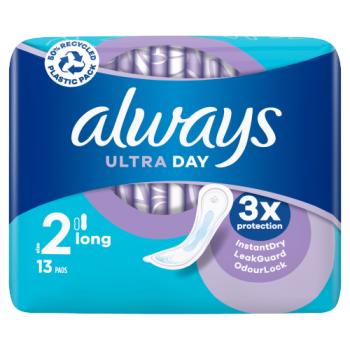 Always Ultra Serviettes Hygiéniques Jour Longues (Taille 2) 13 Lingettes