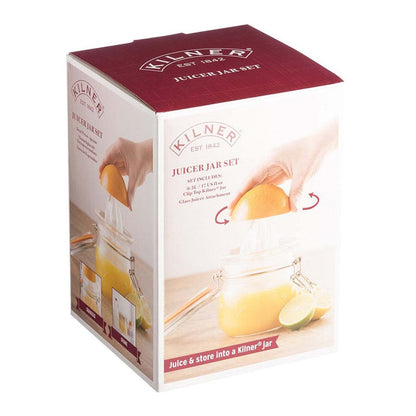 Kilner Lemon and Orange Glass Juicer Jar Set Preserving Storage 0.5 Litre Clear