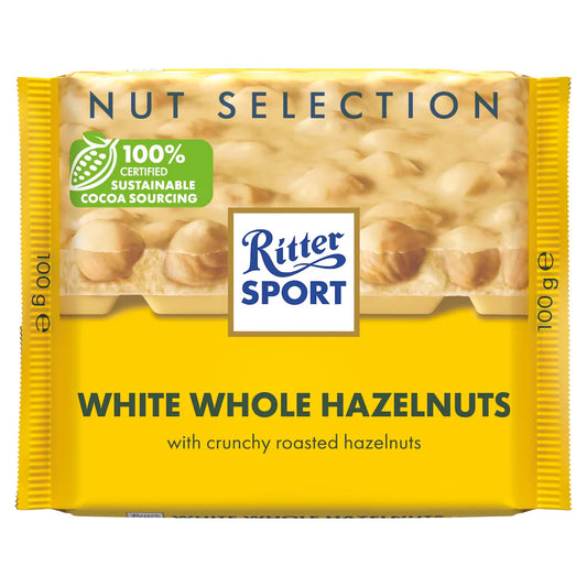 Ritter Sport Chocolat blanc Noisettes entières et éclats de riz 100 g